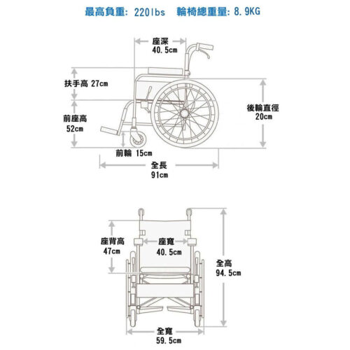 台灣品牌Karma KM-T20手推輪椅 - Image 3